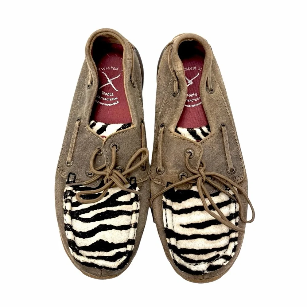 Twisted X Women's Zebra Hair On Hide Boat Shoes 7.5
